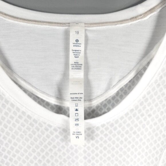 NWT LULULEMON PURI-TEE Breathable Short Sleeve Mesh Burnout White Size 10 - Picture 9 of 14